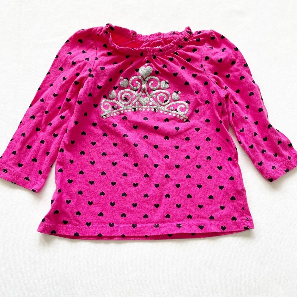 Jumping Beans Pink Polka Dot Crown Shirt size 12 Months